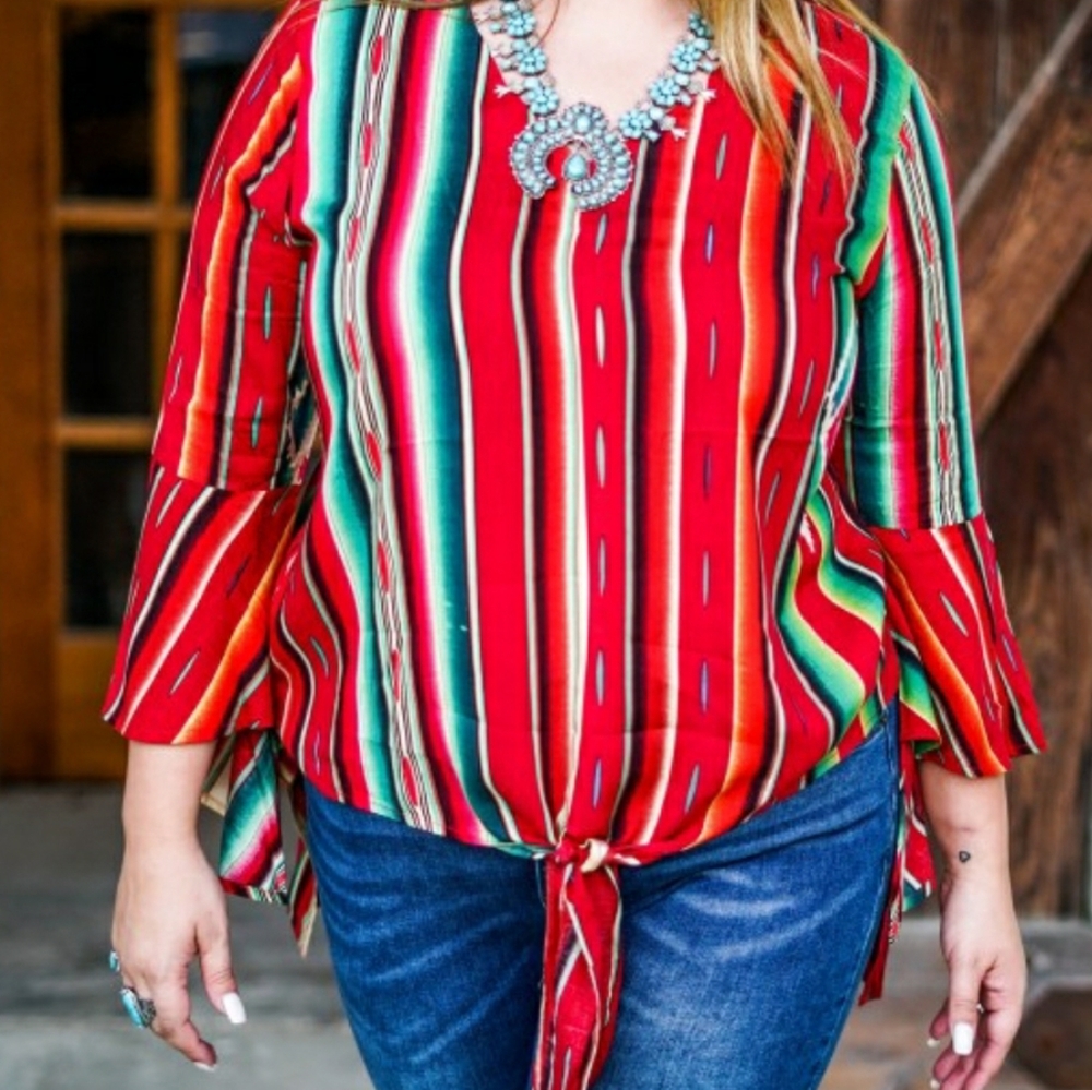 Serape Tie Front L&B Plus Size